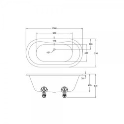 Casa Padrino Nouveau bath freestanding 1500mm BWin White - Freestanding Retro antique bathtub Casa Padrino Nouveau bath freestanding 1500mm BWin White - Freestanding Retro antique bathtub