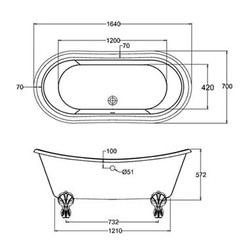 Casa Padrino Nouveau bath freestanding 1640mm Bbat White - Freestanding Retro antique bathtub Casa Padrino Nouveau bath freestanding 1640mm Bbat White - Freestanding Retro antique bathtub