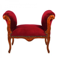 Casa Padrino Barock Scheme Hocker Sitzbank Bank Bordeaux Samtstoff Samt Braun Holzfarben Baroque Bench Ottman Stool Bordeaux Braun