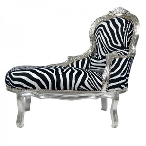 Casa Padrino Chaise Longue Barroca para Niños Cebra / Plata - Mueble de Lujo - 101 x 51 x 93 cm Casa Padrino Chaise Longue Barroca para Niños Cebra / Plata - Mueble de Lujo - 101 x 51 x 93 cm