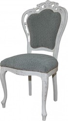 Casa Padrino Chaise Dîner baroque sans accoudoirs gris / blanc antique - Chaise design - qualité de luxe Casa Padrino Chaise Dîner baroque sans accoudoirs gris / blanc antique - Chaise design - qualité de luxe