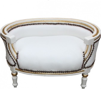 Casa Padrino Divano Barocco per Cani & Gatti in Stile Antico, Bianco / Oro, 71,5 x 53 x 41 cm Casa Padrino Divano Barocco per Cani & Gatti in Stile Antico, Bianco / Oro, 71,5 x 53 x 41 cm