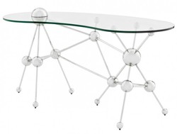 Casa Padrino Bureau de luxe Astronomy style Art déco - Verre / Acier inoxydable nickelé - 160 x 75 x 76 cm Casa Padrino Bureau de luxe Astronomy style Art déco - Verre / Acier inoxydable nickelé - 160 x 75 x 76 cm