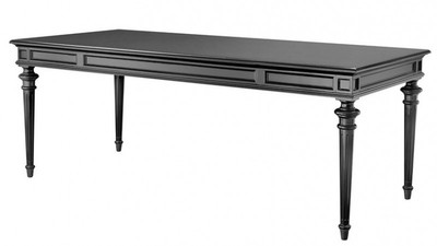 Casa Padrino English Antique Style Dining Table, Solid Wood Black Waxed, 210 x 94 x 80 cm