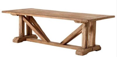 Casa Padrino Vintage Dining Table Rustic Oak Solid 230 x 100 cm - Country House Style Table Solid Oak Wood Casa Padrino Vintage Dining Table Rustic Oak Solid 230 x 100 cm - Country House Style Table Solid Oak Wood