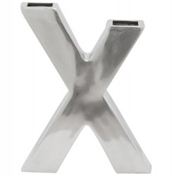 Casa Padrino Designer Vase X aus poliertem Aluminium in Silber, 38 x 30 x 8 cm Casa Padrino Designer Vase X aus poliertem Aluminium in Silber, 38 x 30 x 8 cm
