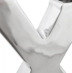 Casa Padrino Designer Vase X aus poliertem Aluminium in Silber, 38 x 30 x 8 cm Casa Padrino Designer Vase X aus poliertem Aluminium in Silber, 38 x 30 x 8 cm