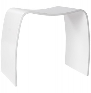 Casa Padrino Design stool Wooden White Wave - Lounge Furniture Casa Padrino Design stool Wooden White Wave - Lounge Furniture