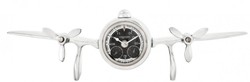 Casa Padrino Flugzeug Uhr Tischuhr Airwing Plane Cock Aviator Flieger Flügel Flugzeugflügel Aluminium Vintage