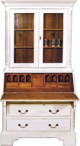 Casa Padrino Secrétaire Vintage Style Antique Blanc / Couleur Bois H 210 x L 110 cm - Vitrine Shabby Chic Casa Padrino Secrétaire Vintage Style Antique Blanc / Couleur Bois H 210 x L 110 cm - Vitrine Shabby Chic