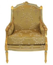 Casa Padrino Sillón Trono Barroco Lounge Empire Motivo Oro, Butaca orejera, Al 100 cm, An 70 cm, Pr 70 cm Casa Padrino Sillón Trono Barroco Lounge Empire Motivo Oro, Butaca orejera, Al 100 cm, An 70 cm, Pr 70 cm
