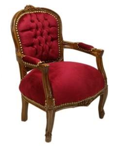 Casa Padrino Barock Kinder Stuhl im Antik Stil, Bordeaux Rot / Braun, 71 x 51 x 34 cm
