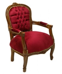Casa Padrino Baroque Children's Chair in Antique Style, Bordeaux Red / Brown, 71 x 51 x 34 cm Casa Padrino Baroque Children's Chair in Antique Style, Bordeaux Red / Brown, 71 x 51 x 34 cm