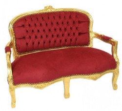 Casa Padrino Banc pour enfants style baroque - Banc élégant, Bordeaux Rouge / Or, 90 x 38 x 67 cm Casa Padrino Banc pour enfants style baroque - Banc élégant, Bordeaux Rouge / Or, 90 x 38 x 67 cm