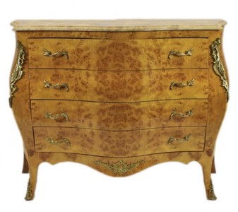 Casa Padrino Baroque Chest of Drawers Maple Colored with Cream Marble Top - Louis XIV Empire Commode, 120 x 50 x 90 cm Casa Padrino Baroque Chest of Drawers Maple Colored with Cream Marble Top - Louis XIV Empire Commode, 120 x 50 x 90 cm