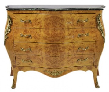Casa Padrino Baroque Chest of Drawers in Maple Finish with Green Marble Top, Ludwig XIV Empire Style, 120 x 50 x 90 cm Casa Padrino Baroque Chest of Drawers in Maple Finish with Green Marble Top, Ludwig XIV Empire Style, 120 x 50 x 90 cm