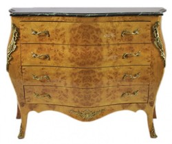 Casa Padrino Barock Kommode Vogelaugenahorn Birdseye Maple Brown Commode Chest of Drawers Interior Möbel Einrichtung Furniture