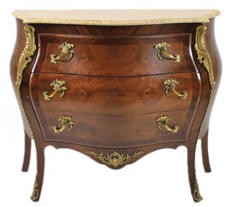 Casa Padrino French Baroque Chest of Drawers, Brown with Cream Marble Top, 110 x 50 x 90 cm Casa Padrino French Baroque Chest of Drawers, Brown with Cream Marble Top, 110 x 50 x 90 cm