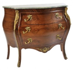 Casa Padrino Luxury Baroque Commode Brown with Green Marble Top - 110 x 50 x H. 90 cm