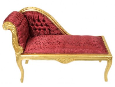 Casa Padrino Baroque Children's Chaise Longue Bordeaux Red Pattern / Gold 109 x 49 x 72 cm - Handcrafted Luxury Furniture