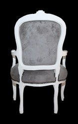 Casa Padrino Baroque Salon Chair in Grey and White, Handcrafted, 93 x 60 x 50 cm