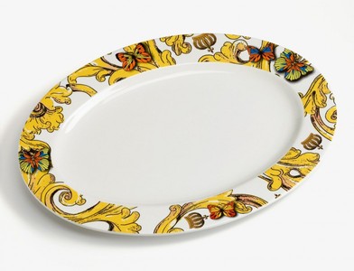 Casa Padrino Harald Glööckler Plato de porcelana ovalado estilo barroco Pompöös 35 x 25 cm Casa Padrino Harald Glööckler Plato de porcelana ovalado estilo barroco Pompöös 35 x 25 cm