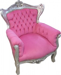 Casa Padrino Fauteuil Baroque pour Enfant Style Antique Rose / Argent - 84 cm x 58 cm Casa Padrino Fauteuil Baroque pour Enfant Style Antique Rose / Argent - 84 cm x 58 cm