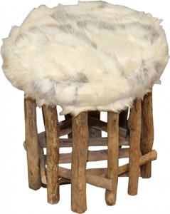 Casa Padrino Design stool Fell optics Light height 35 cm, diameter 33 cm - ottoman stool Casa Padrino Design stool Fell optics Light height 35 cm, diameter 33 cm - ottoman stool
