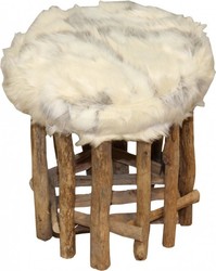 Casa Padrino Design stool Fell optics Light height 35 cm, diameter 33 cm - ottoman stool Casa Padrino Design stool Fell optics Light height 35 cm, diameter 33 cm - ottoman stool