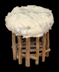 Casa Padrino Design stool Fell optics Light height 35 cm, diameter 33 cm - ottoman stool Casa Padrino Design stool Fell optics Light height 35 cm, diameter 33 cm - ottoman stool