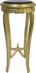 Casa Padrino Table d'appoint Baroque XL, Marbre Rond Or et Noir, 91 x 41 cm Casa Padrino Table d'appoint Baroque XL, Marbre Rond Or et Noir, 91 x 41 cm