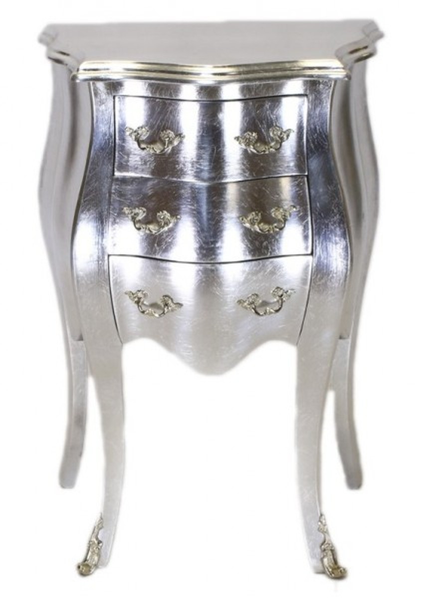 Casa Padrino Baroque chest silver H 70 cm, W 50 cm - bedside cabinet with 3 drawers Casa Padrino Baroque chest silver H 70 cm, W 50 cm - bedside cabinet with 3 drawers
