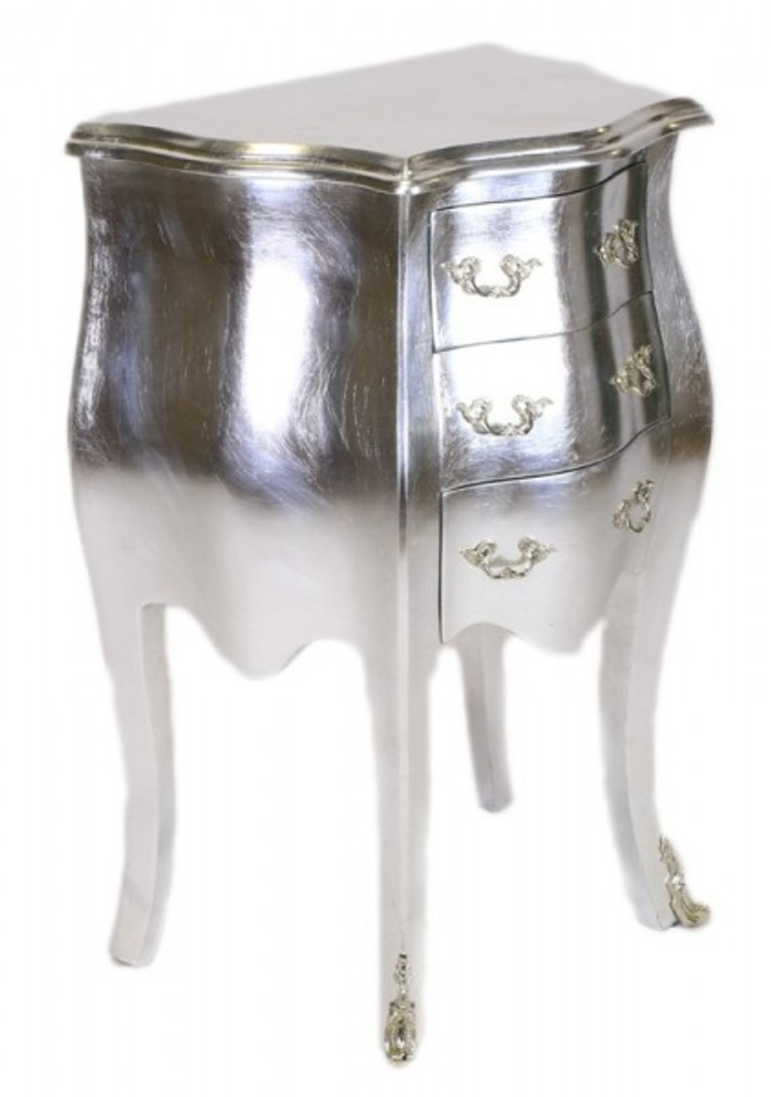 Casa Padrino Baroque chest silver H 70 cm, W 50 cm - bedside cabinet with 3 drawers Casa Padrino Baroque chest silver H 70 cm, W 50 cm - bedside cabinet with 3 drawers