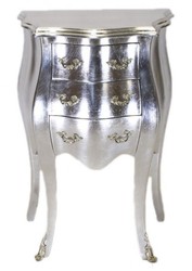 Casa Padrino Cómoda Barroca Estilo Antiguo, Plata, A 70 cm, A 50 cm - Mesita de Noche con 3 Cajones Casa Padrino Cómoda Barroca Estilo Antiguo, Plata, A 70 cm, A 50 cm - Mesita de Noche con 3 Cajones