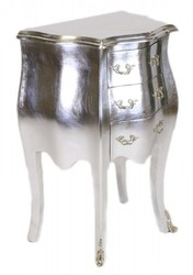 Casa Padrino Cómoda Barroca Estilo Antiguo, Plata, A 70 cm, A 50 cm - Mesita de Noche con 3 Cajones Casa Padrino Cómoda Barroca Estilo Antiguo, Plata, A 70 cm, A 50 cm - Mesita de Noche con 3 Cajones