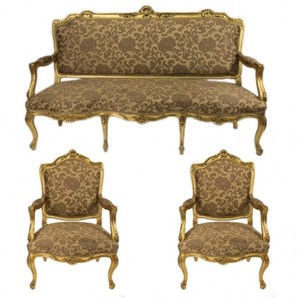 Casa Padrino Set soggiorno barocco Strassbourg Motivo oro / Stile antico oro - Divano + 2 poltrone Casa Padrino Set soggiorno barocco Strassbourg Motivo oro / Stile antico oro - Divano + 2 poltrone