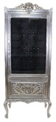 Casa Padrino Vetrina Barocca Stile Antico - Argento / Nero - 70 x 40 x 170 cm Casa Padrino Vetrina Barocca Stile Antico - Argento / Nero - 70 x 40 x 170 cm