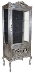 Casa Padrino Vetrina Barocca Stile Antico - Argento / Nero - 70 x 40 x 170 cm Casa Padrino Vetrina Barocca Stile Antico - Argento / Nero - 70 x 40 x 170 cm