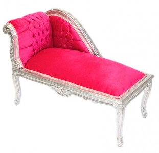 Casa Padrino Baroque Children's Chaise Longue in Antique Style Pink / Silver, Length 109 cm - Luxury Kids Furniture