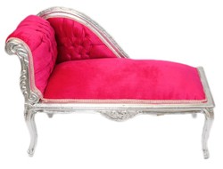 Casa Padrino Chaise Longue Baroque pour Enfant Style Antique Rose / Argent, Longueur 109 cm - Meuble de Luxe Casa Padrino Chaise Longue Baroque pour Enfant Style Antique Rose / Argent, Longueur 109 cm - Meuble de Luxe