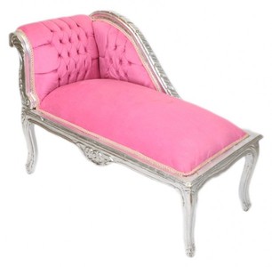 Casa Padrino Baroque Children's Chaise Longue Pink / Silver Mod2 - Tron Baroque Furniture, 109 x 49 x 72 cm