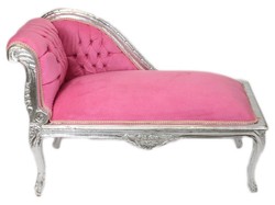 Casa Padrino Barocco Chaise Longue per Bambini Rosa / Argento Mod2 - Mobili Barocchi, 109 x 49 x 72 cm