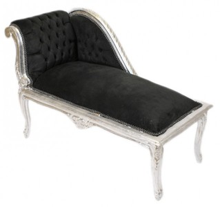 Casa Padrino Baroque Children's Chaise Longue Black / Silver Mod2 - Luxury Furniture