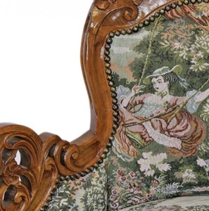 Casa Padrino Barock Chaiselongue im Gobelin Muster und Braun, Antik Stil Lounge Liege aus Massivholz, 155 x 70 x 100 cm