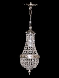 Casa Padrino Barock Hängeleuchte aus Glas und Kristall in Silber - Höhe 30 cm, Durchmesser 10 cm - Antik Stil Deckenlampe