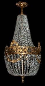 Casa Padrino Barock Hängeleuchte im Antik Stil, Goldfarbenes Metall mit Glas Kristallen, Höhe 90 cm, Durchmesser 40 cm