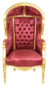 Casa Padrino Baroque Children's Throne Armchair Bordeaux Pattern / Gold - Balloon Chair, 55 x 50 x 110 cm