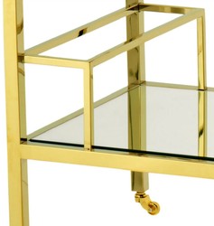 Luxus Edelstahl Trolley Servierwagen Gold
