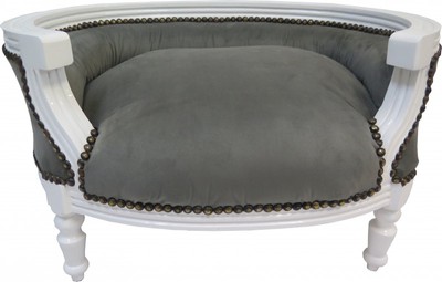 Casa Padrino Divano Barocco per Cani & Gatti Stile Antico Grigio/Bianco 71,5 x 53 x 41 cm Casa Padrino Divano Barocco per Cani & Gatti Stile Antico Grigio/Bianco 71,5 x 53 x 41 cm