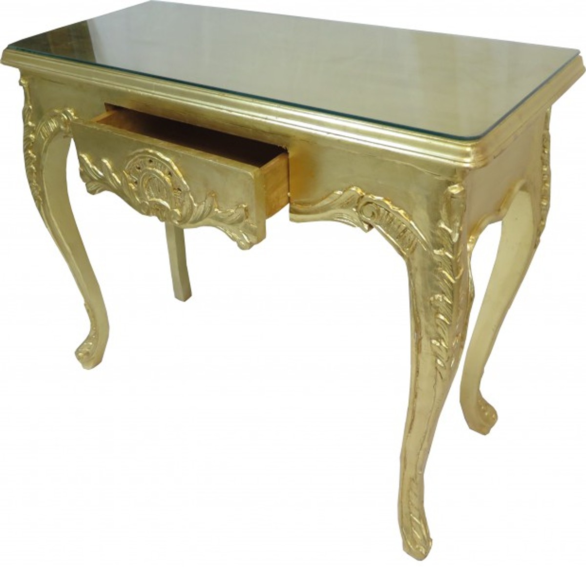 Casa Padrino Barock Konsolentisch Gold mit Schubladen Damen Schminktisch - Antik Stil - Barock Möbel Casa Padrino Barock Konsolentisch Gold mit Schubladen Damen Schminktisch - Antik Stil - Barock Möbel